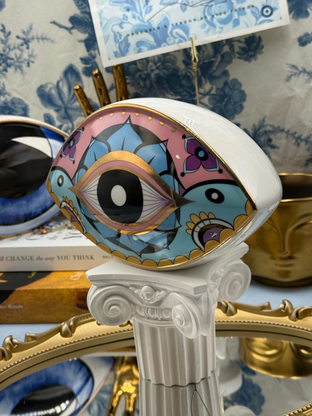 🆕 THE PROCURESS COLLECTION 🧿 All-Seeing Eye Paperweight - Boho Gold Pink - Picture 7 of 16